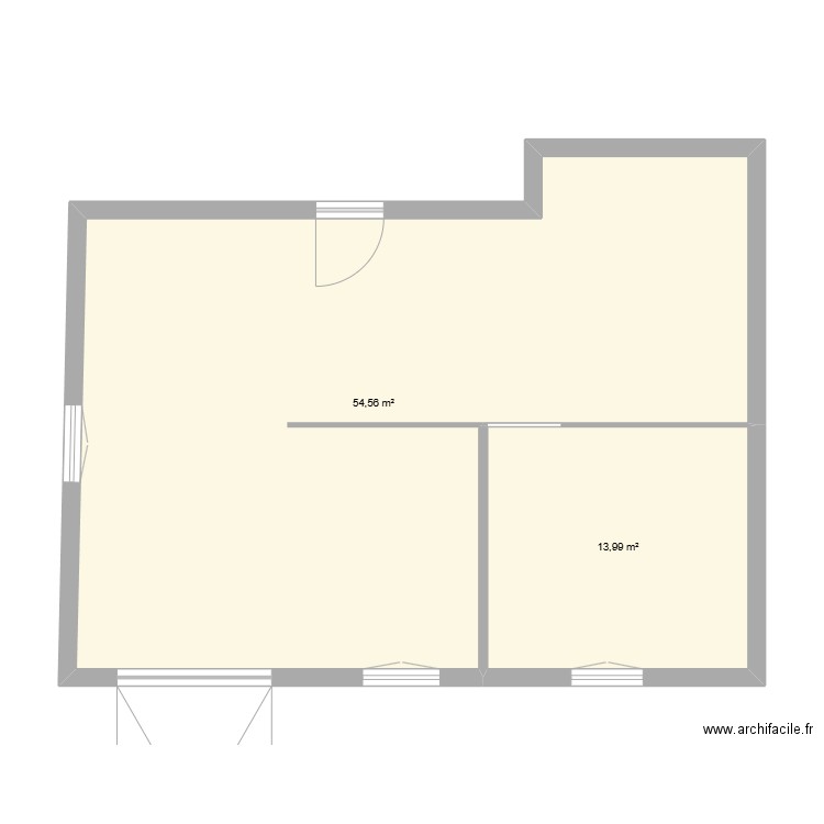 PLAN SURFACE ACTUEL. Plan de 2 pièces et 69 m2