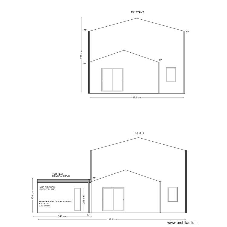 Plan facade Sud. Plan de 0 pièce et 0 m2