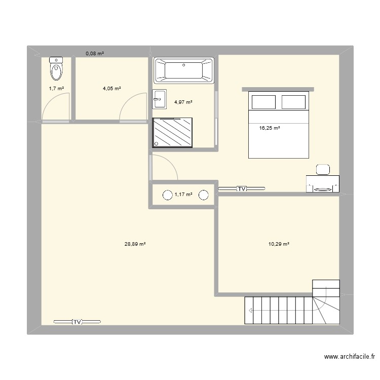 Plan Merleyres 3 lilou. Plan de 8 pièces et 67 m2