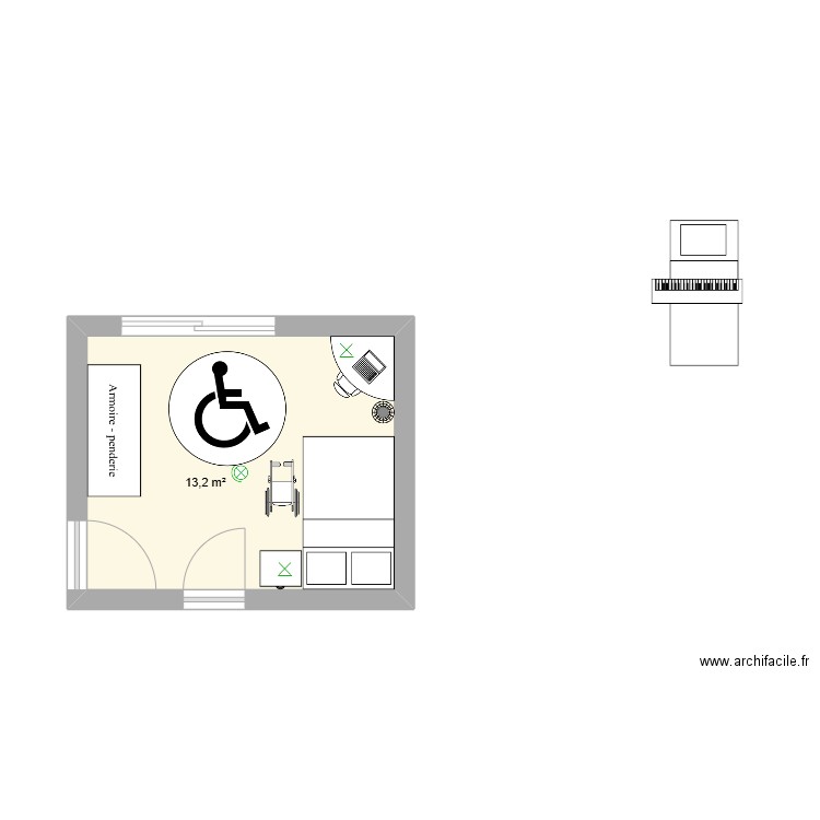 chambre de lea . Plan de 1 pièce et 13 m2