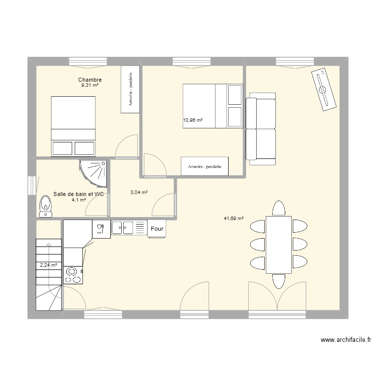 Pure modifié 1. Plan de 6 pièces et 71 m2