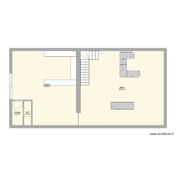 Bas maison. Plan de 4 pièces et 95 m2