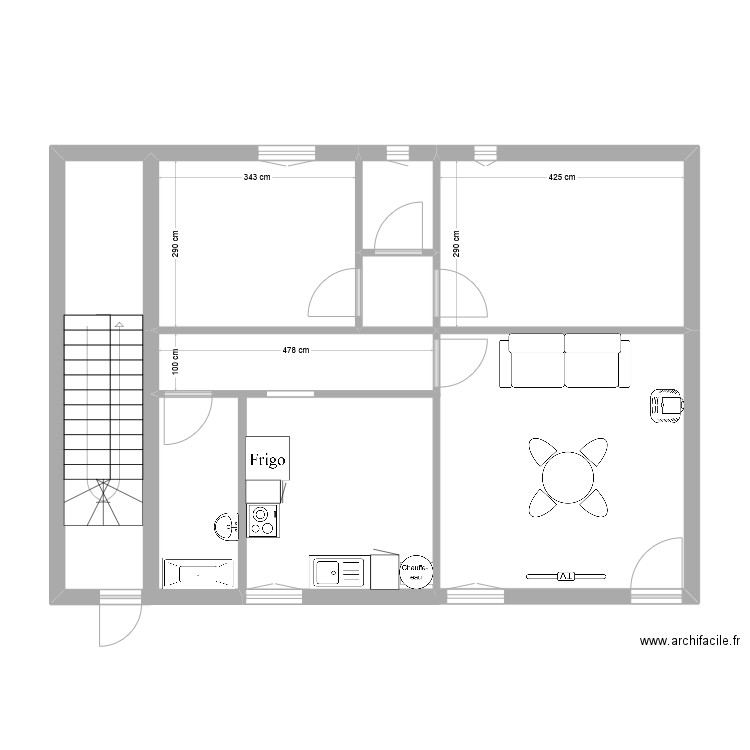 rdc perrier. Plan de 5 pièces et 31 m2