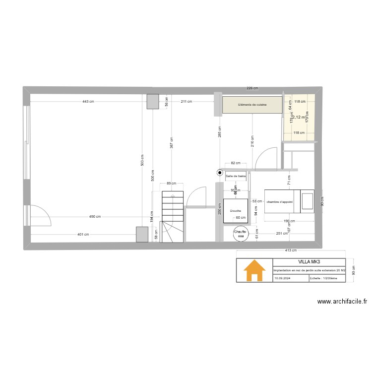 Nouvelle implantation niveau jardin VILLA MK3 13015 Marseille. Plan de 1 pièce et 2 m2