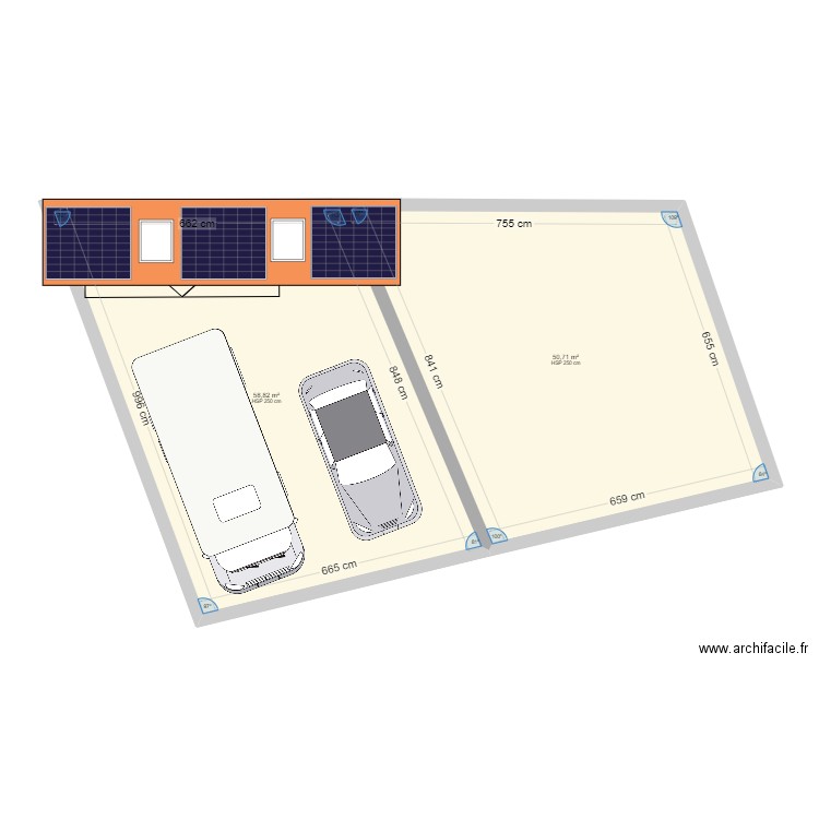 TERRAIN PORTE GARAGE 1. Plan de 2 pièces et 110 m2