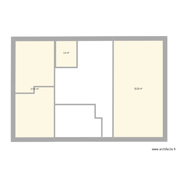 MAISON . Plan de 3 pièces et 54 m2