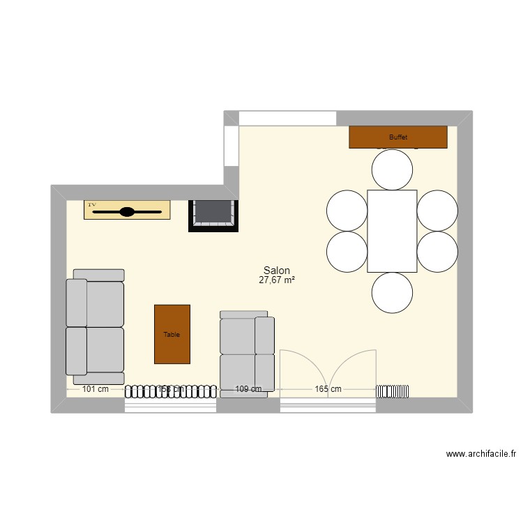 Vaucresson. Plan de 1 pièce et 28 m2