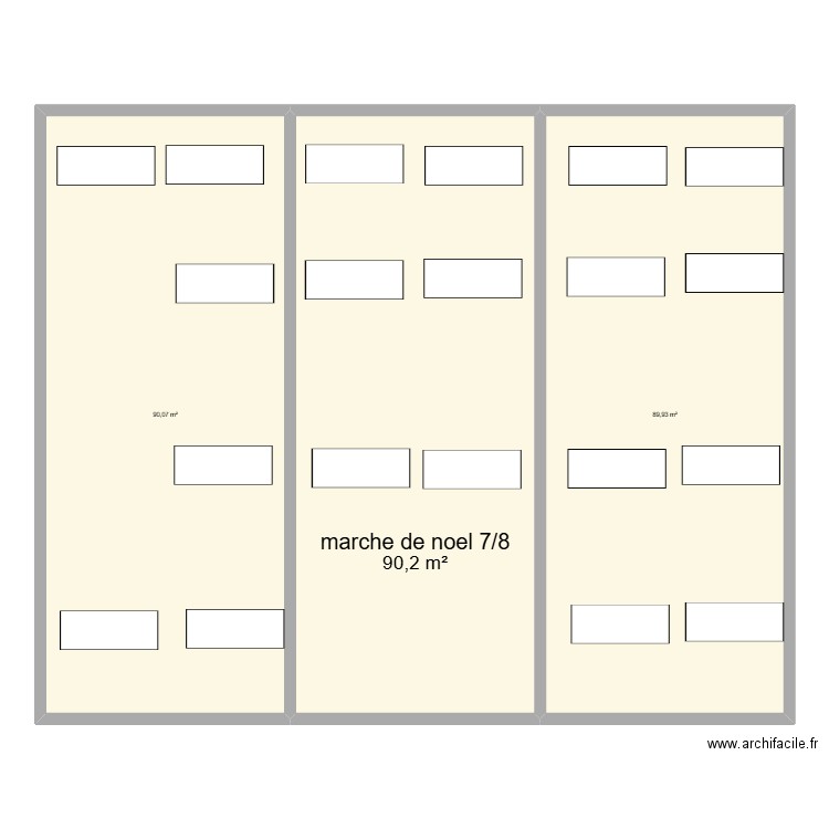 plan marché de noel 7/8 décembre. Plan de 3 pièces et 270 m2