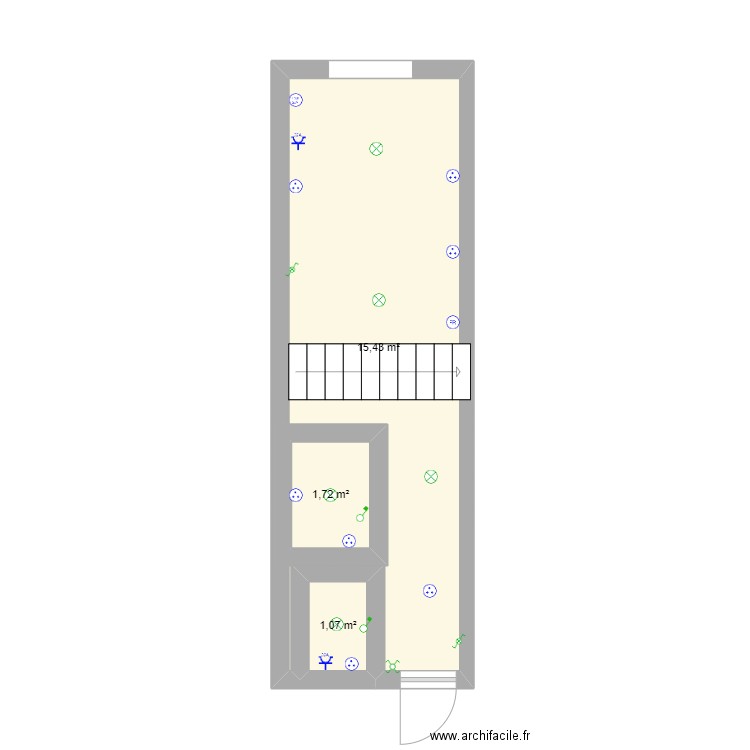 elec. Plan de 3 pièces et 22 m2