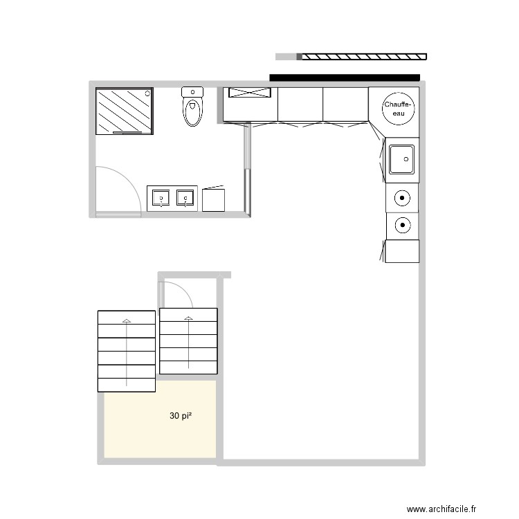 Salle de lavage3. Plan de 1 pièce et 3 m2