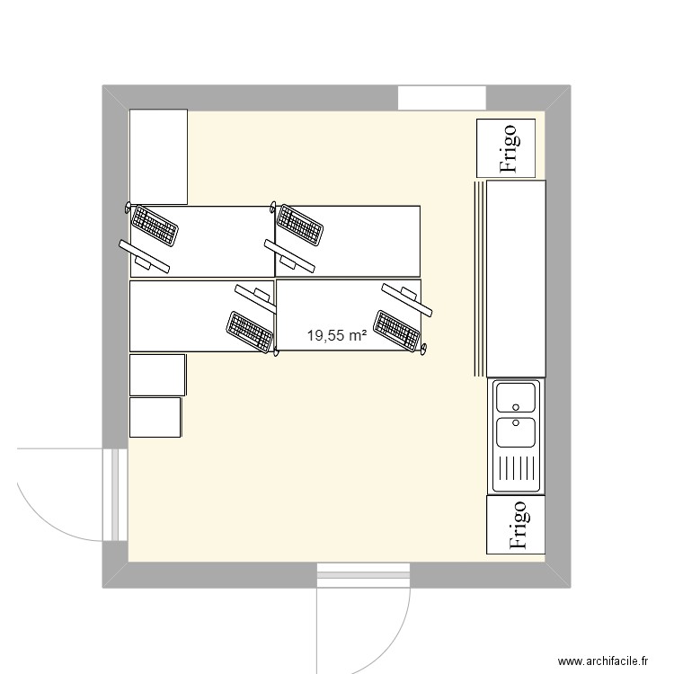 Bureau Actuel. Plan de 1 pièce et 20 m2