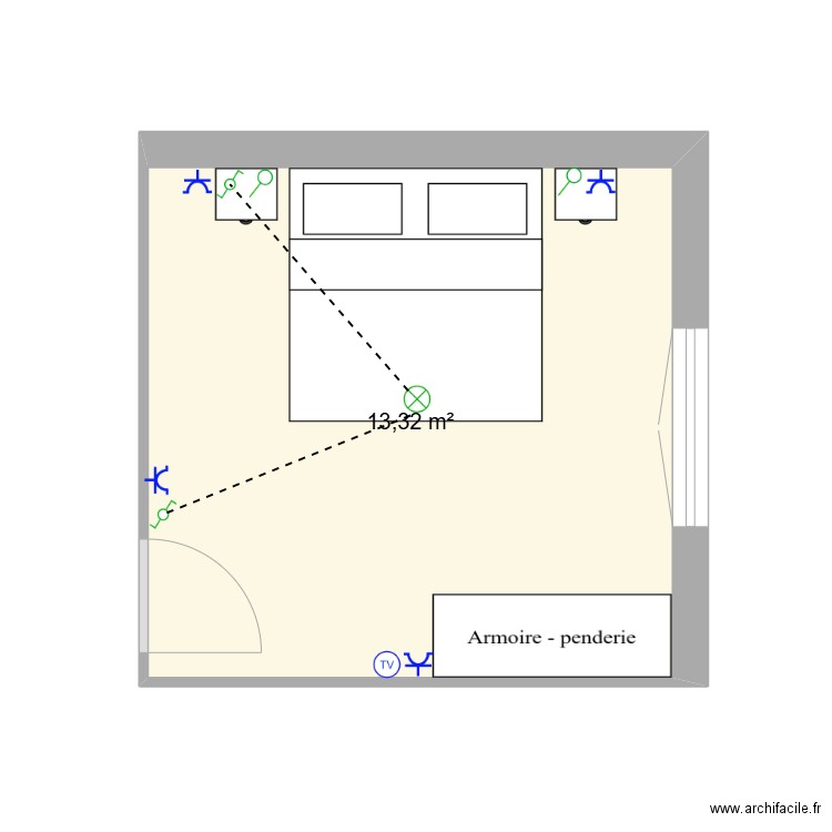 activite3chambre . Plan de 1 pièce et 13 m2