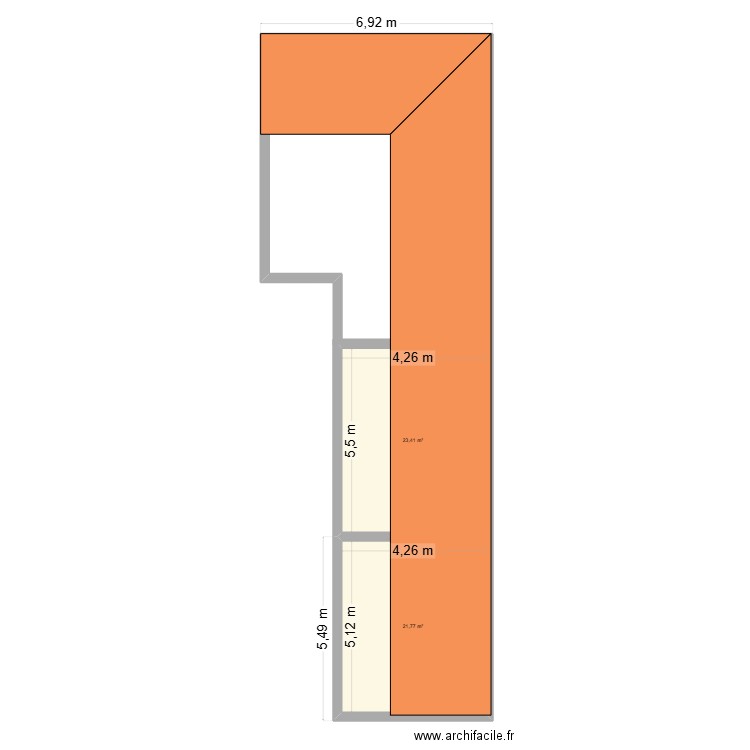 Plan. Plan de 2 pièces et 45 m2