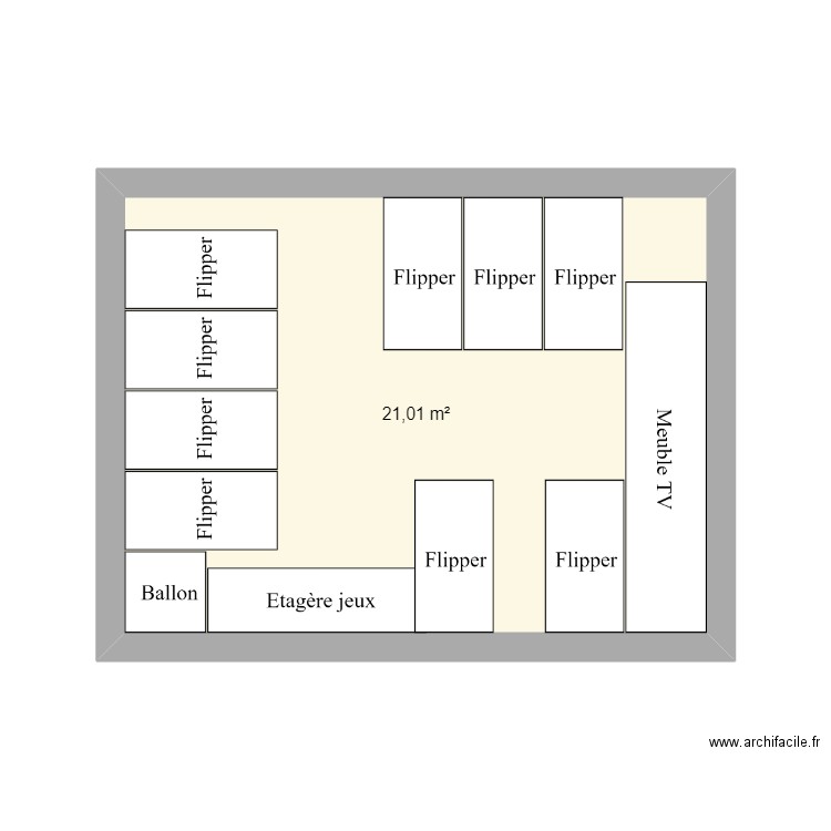 Ssol. Plan de 1 pièce et 21 m2