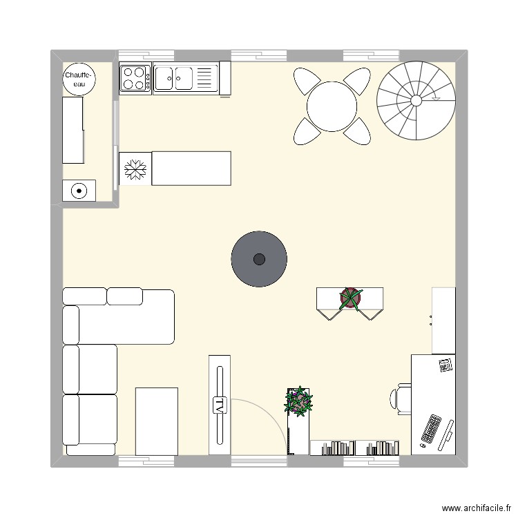 Étage 1. Plan de 2 pièces et 49 m2