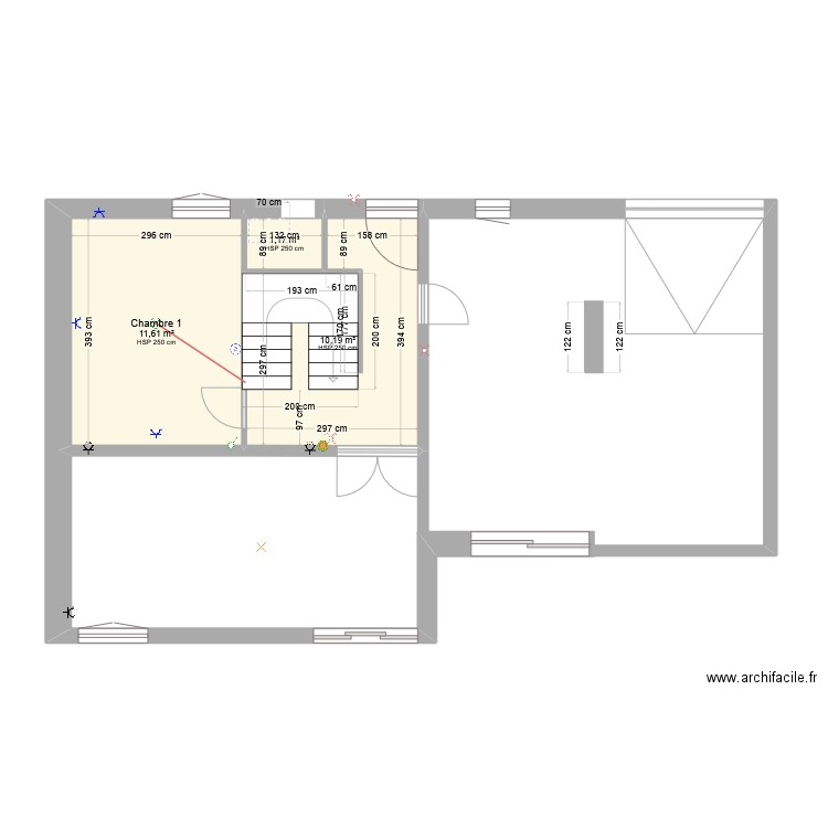 TINTENAC. Plan de 3 pièces et 23 m2