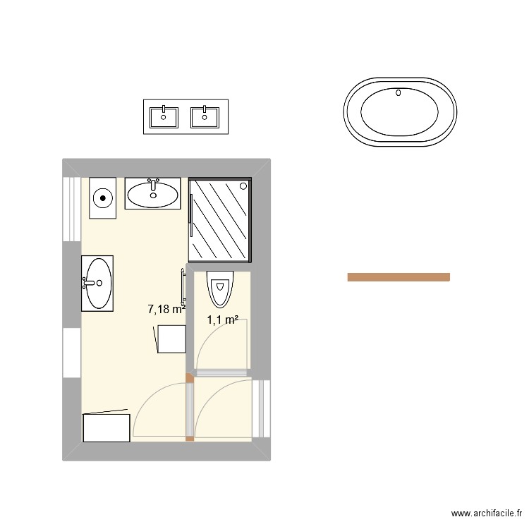 sdb_test1. Plan de 2 pièces et 10 m2