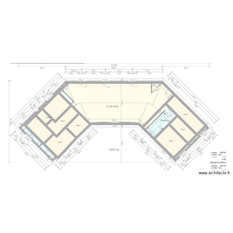 maison. Plan de 7 pièces et 57 m2