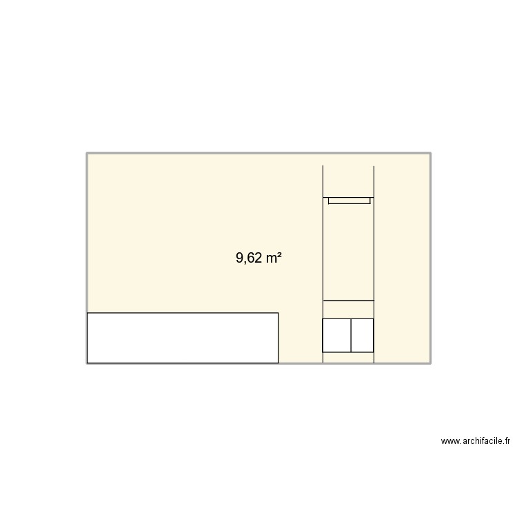 chambre 2 mur ouest. Plan de 1 pièce et 10 m2