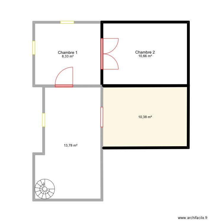 DOM BOURAIL. Plan de 4 pièces et 43 m2