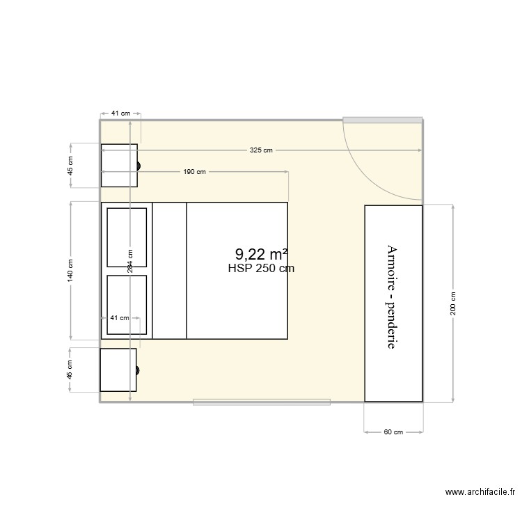 MORNANT CHAMBRE. Plan de 1 pièce et 9 m2