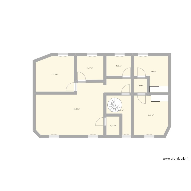 Appart ARG95. Plan de 9 pièces et 90 m2