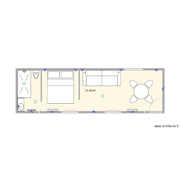 Cabanon Kerhoazoc. Plan de 1 pièce et 21 m2