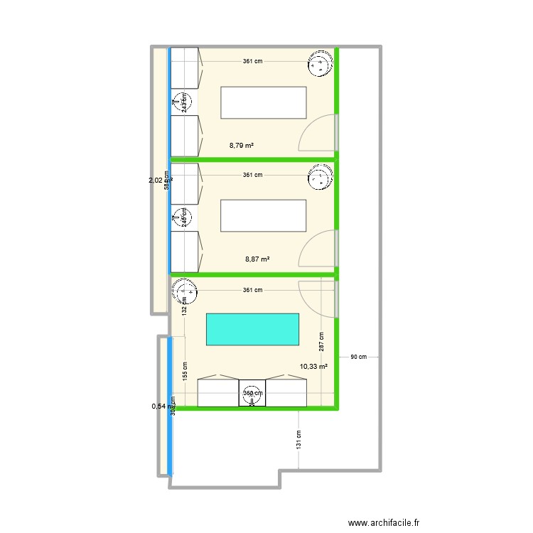 Oasis sous sol. Plan de 5 pièces et 31 m2