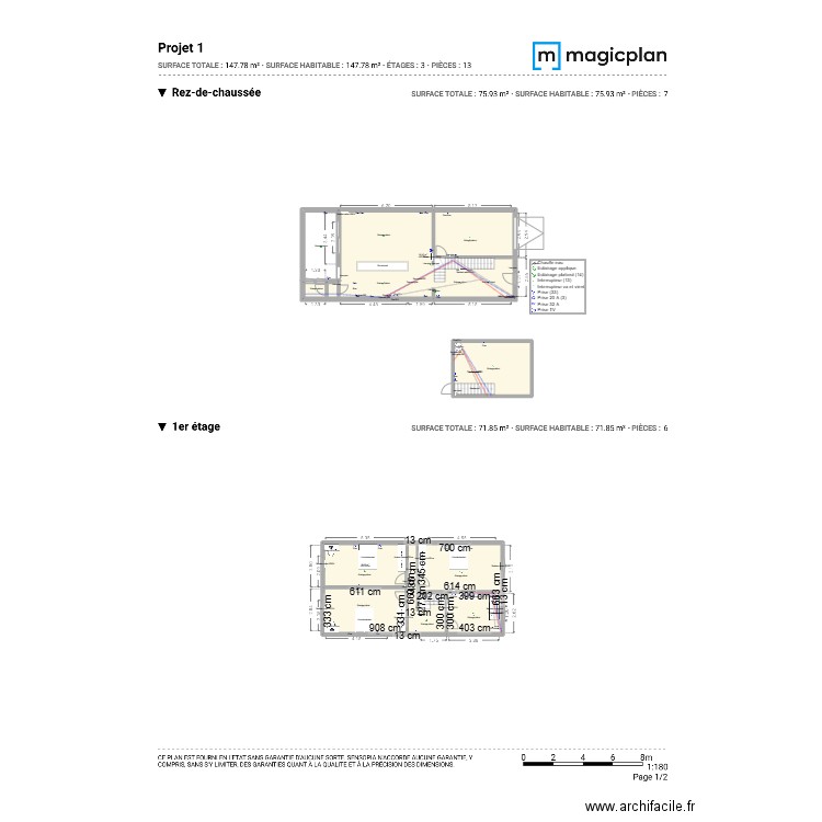 Bozet . Plan de 4 pièces et 192 m2