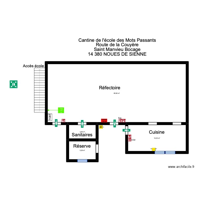 Cantine St manvieu. Plan de 4 pièces et 112 m2