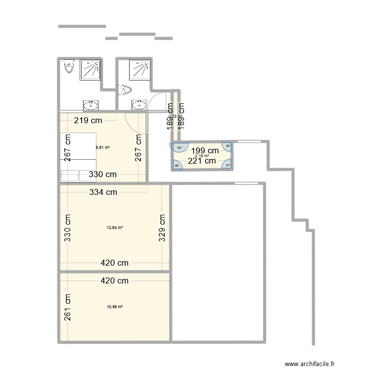 78 av paris. Plan de 5 pièces et 36 m2