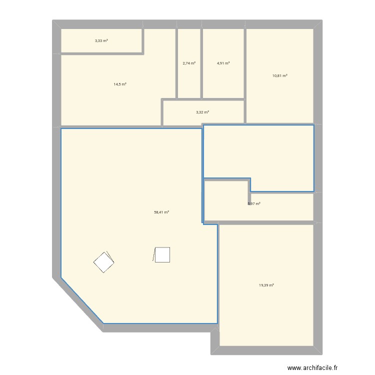 Le fauga 2. Plan de 9 pièces et 123 m2