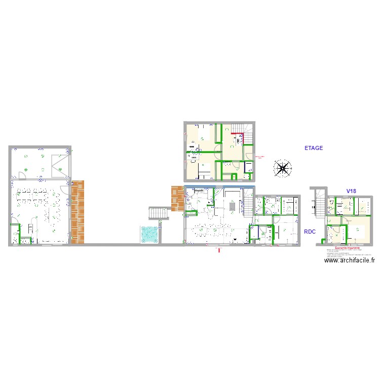 V18. Plan de 2 pièces et 77 m2