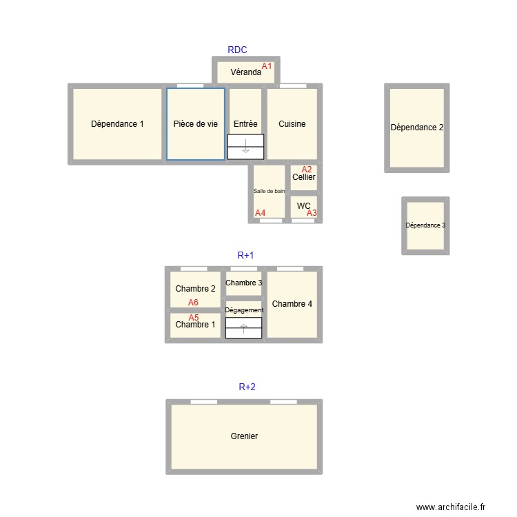 2412 SUCCESSION SIMON. Plan de 16 pièces et 22 m2