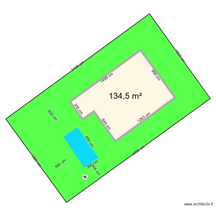 piscine. Plan de 1 pièce et 135 m2