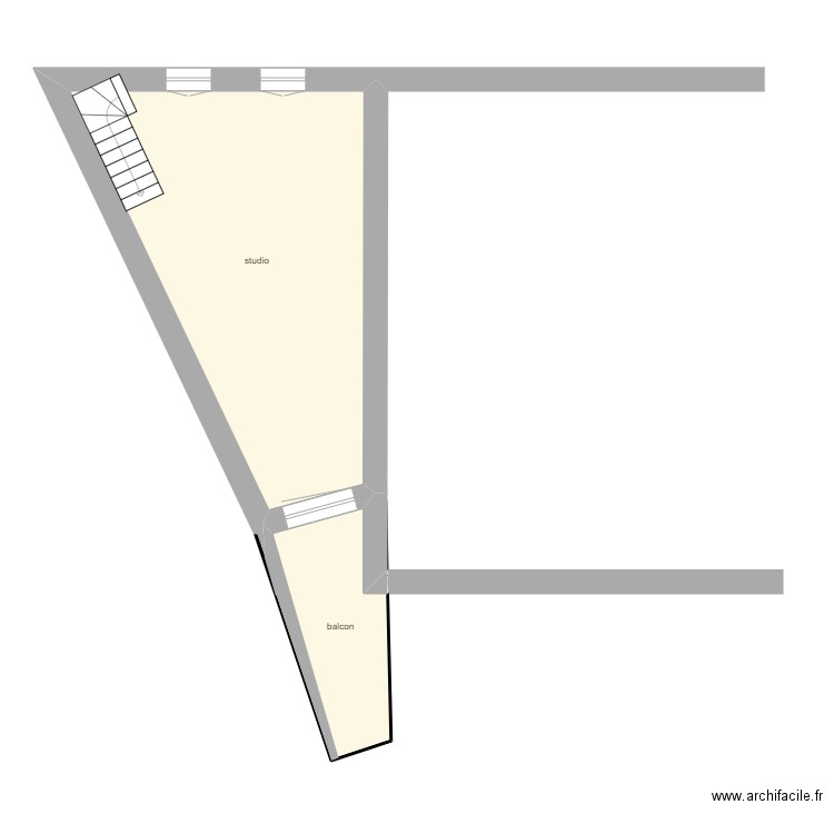 Joly - studio R+1. Plan de 2 pièces et 37 m2