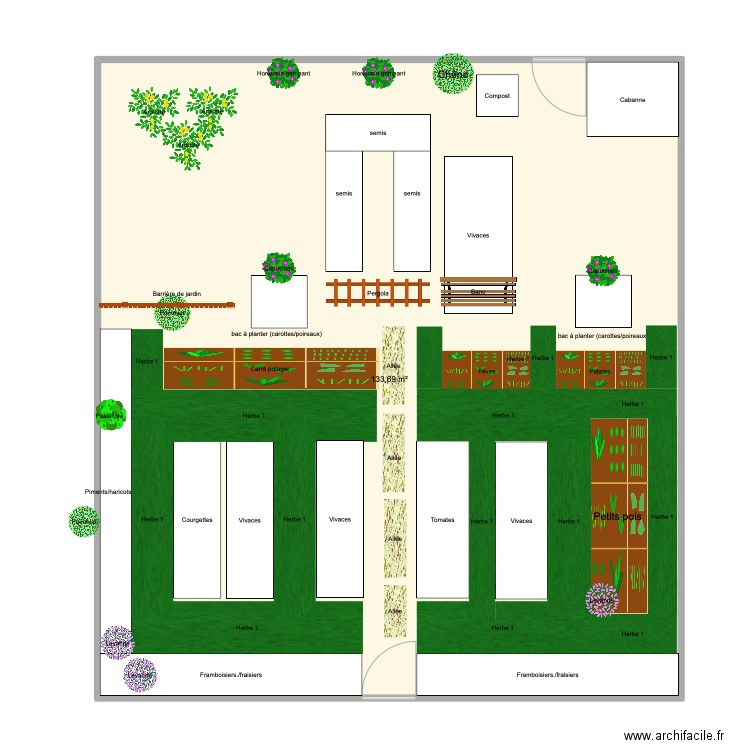 Jardin potager. Plan de 1 pièce et 134 m2