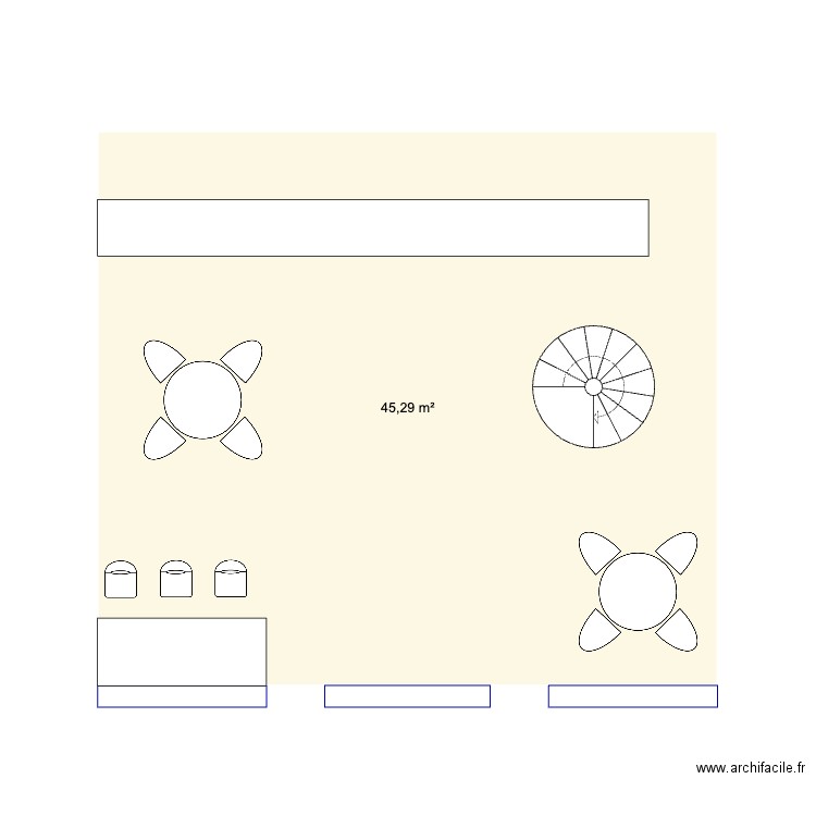 oki. Plan de 1 pièce et 45 m2