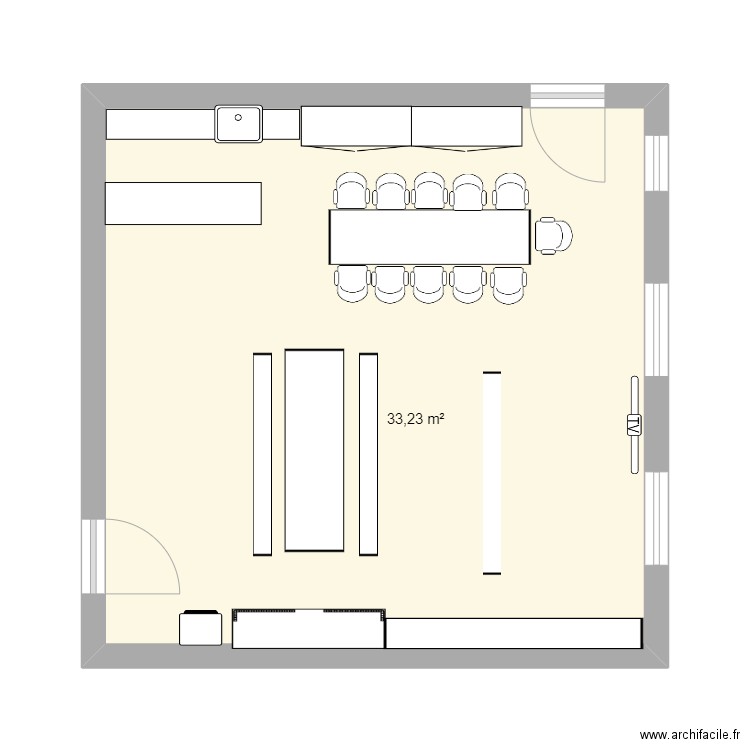 plan de réfectoire. Plan de 1 pièce et 33 m2