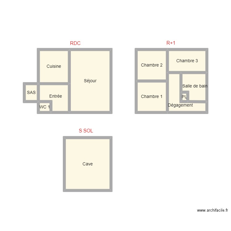 PLAN PERCHIRIN. Plan de 12 pièces et 17 m2