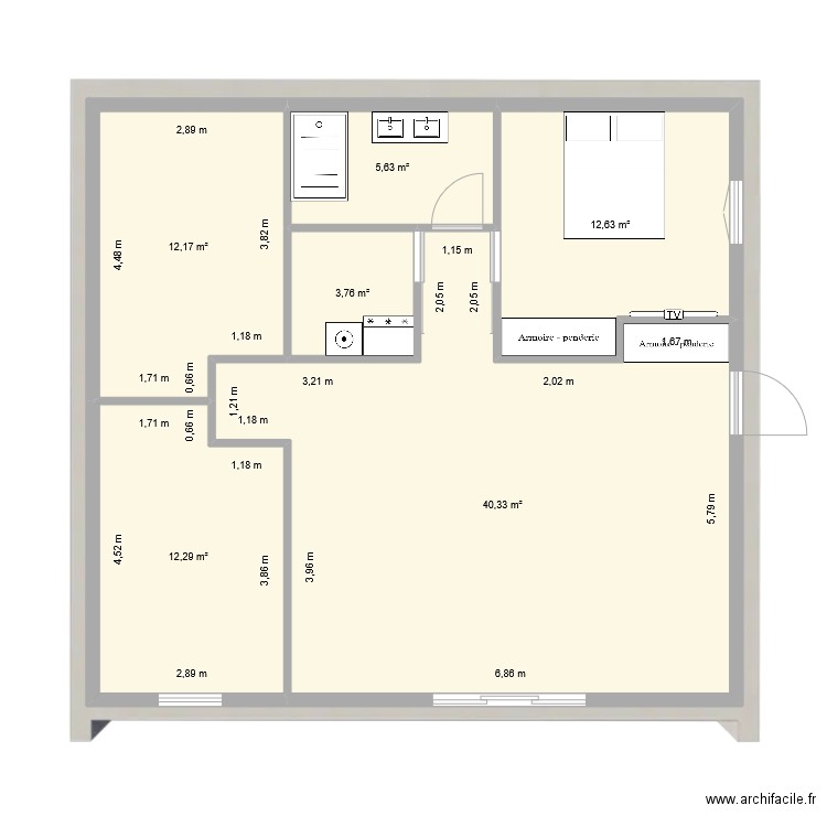 plan 2. Plan de 6 pièces et 87 m2