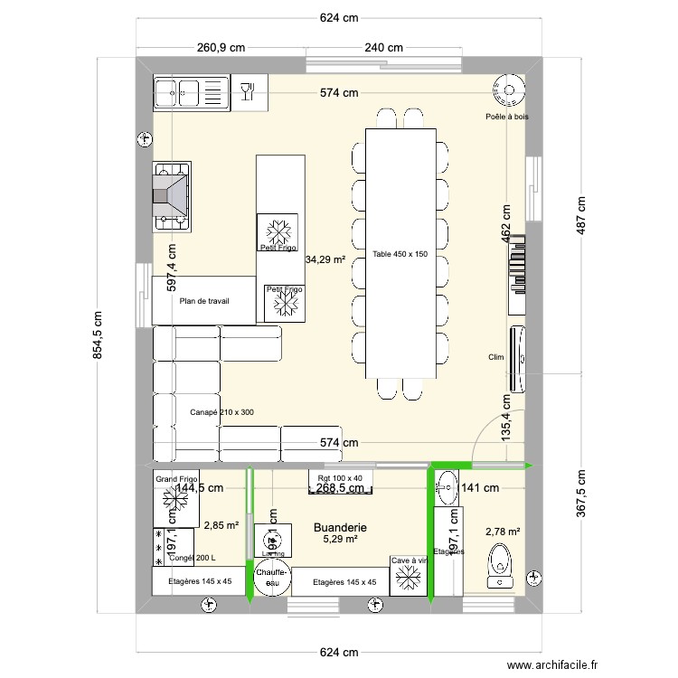 pièces communale 4. Plan de 4 pièces et 45 m2