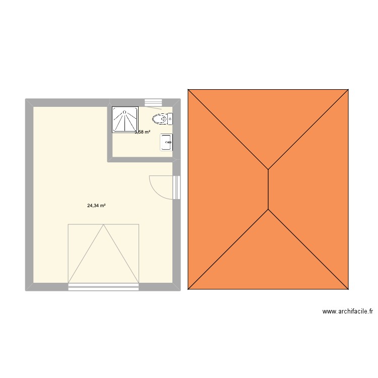 GARAGE. Plan de 2 pièces et 28 m2