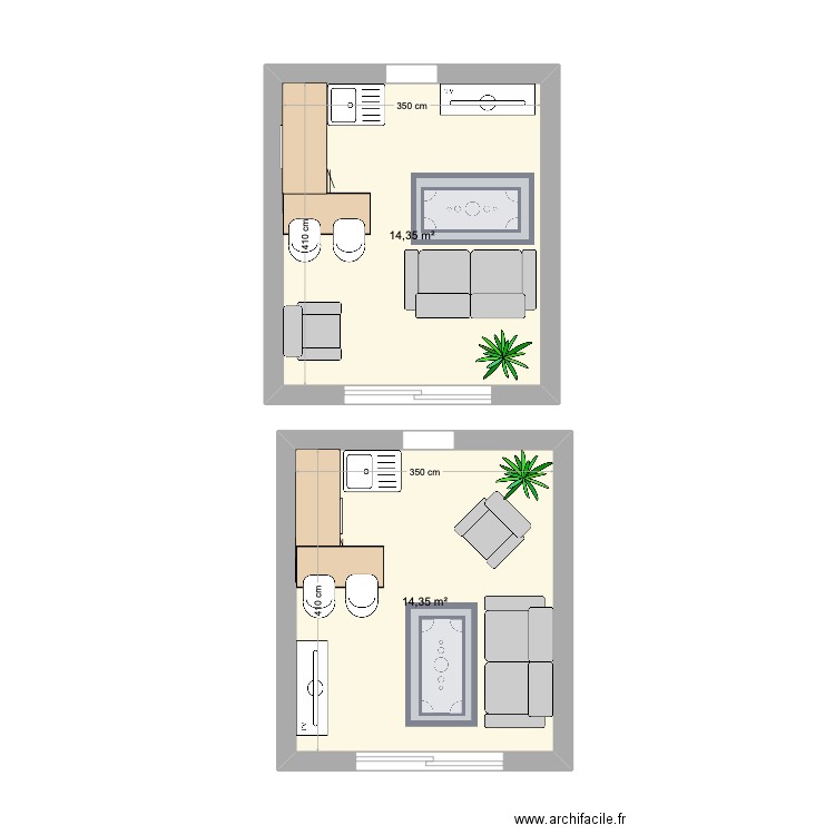 CABOURG LUCILE . Plan de 2 pièces et 29 m2