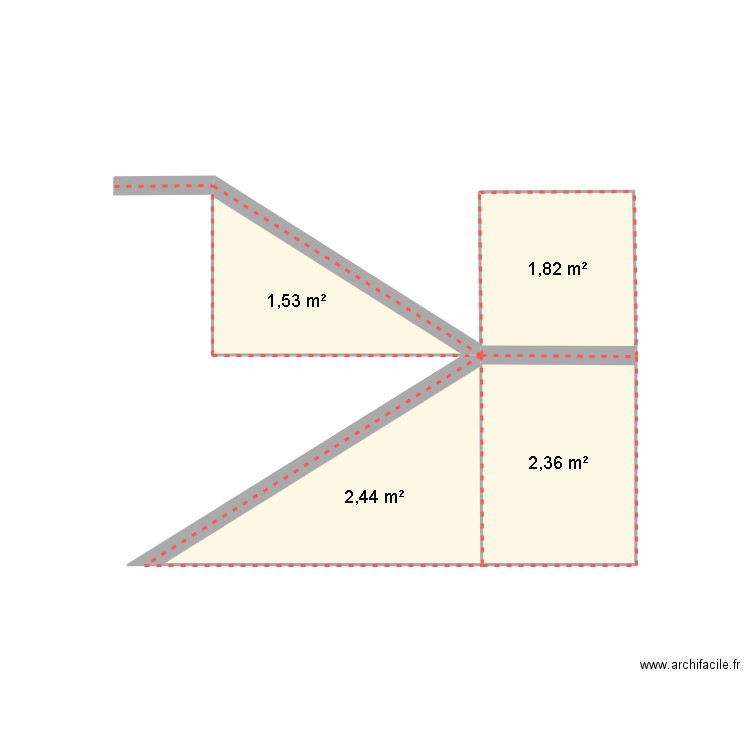 escalier. Plan de 4 pièces et 8 m2