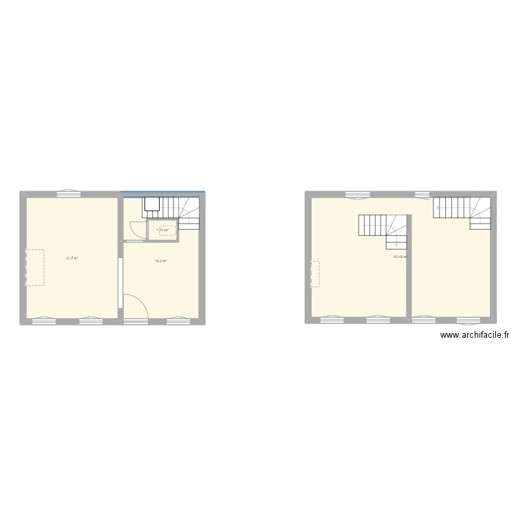 REZ DE CHAUSSEE + 1ER ETAGE . Plan de 4 pièces et 79 m2