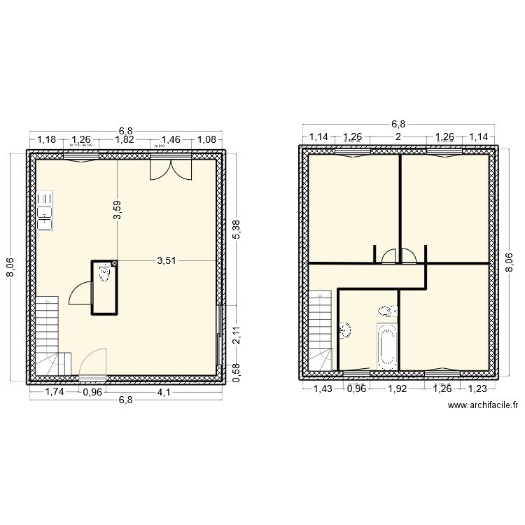 MAISON. Plan de 8 pièces et 207 m2