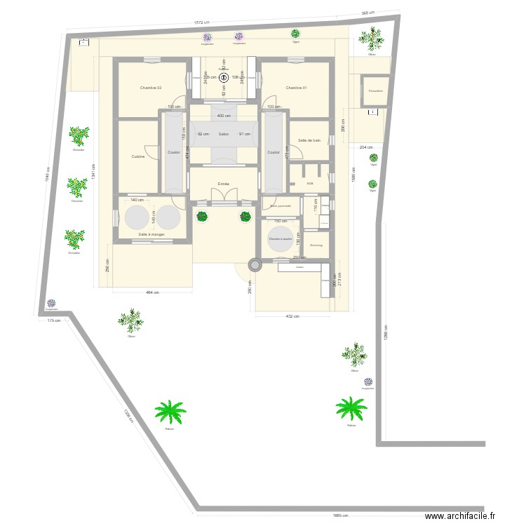 Plan Djerba Khazroun 2. Plan de 15 pièces et 106 m2