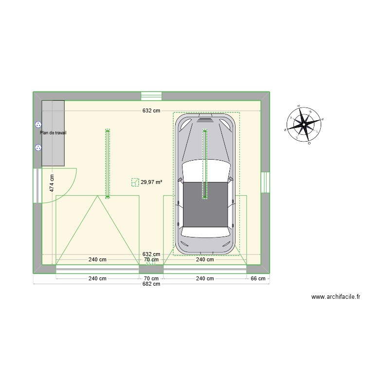 garage 1. Plan de 1 pièce et 30 m2