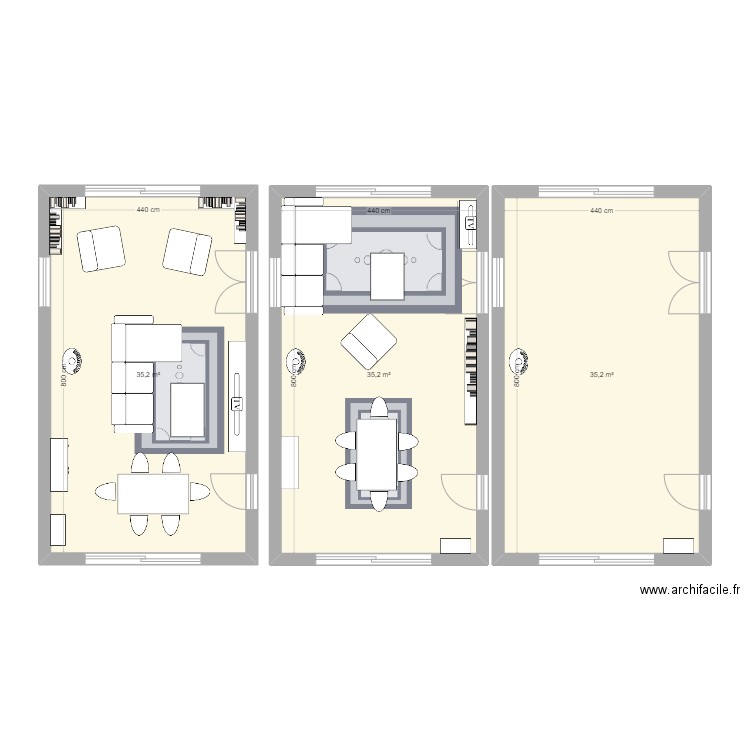 salon . Plan de 3 pièces et 106 m2